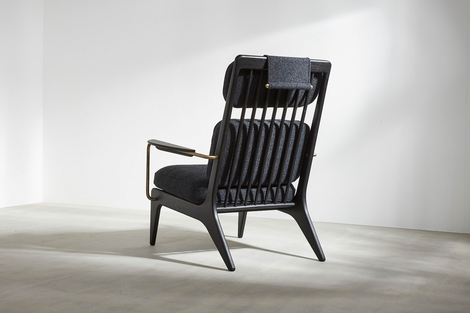 Contemporary spindled backed armchair