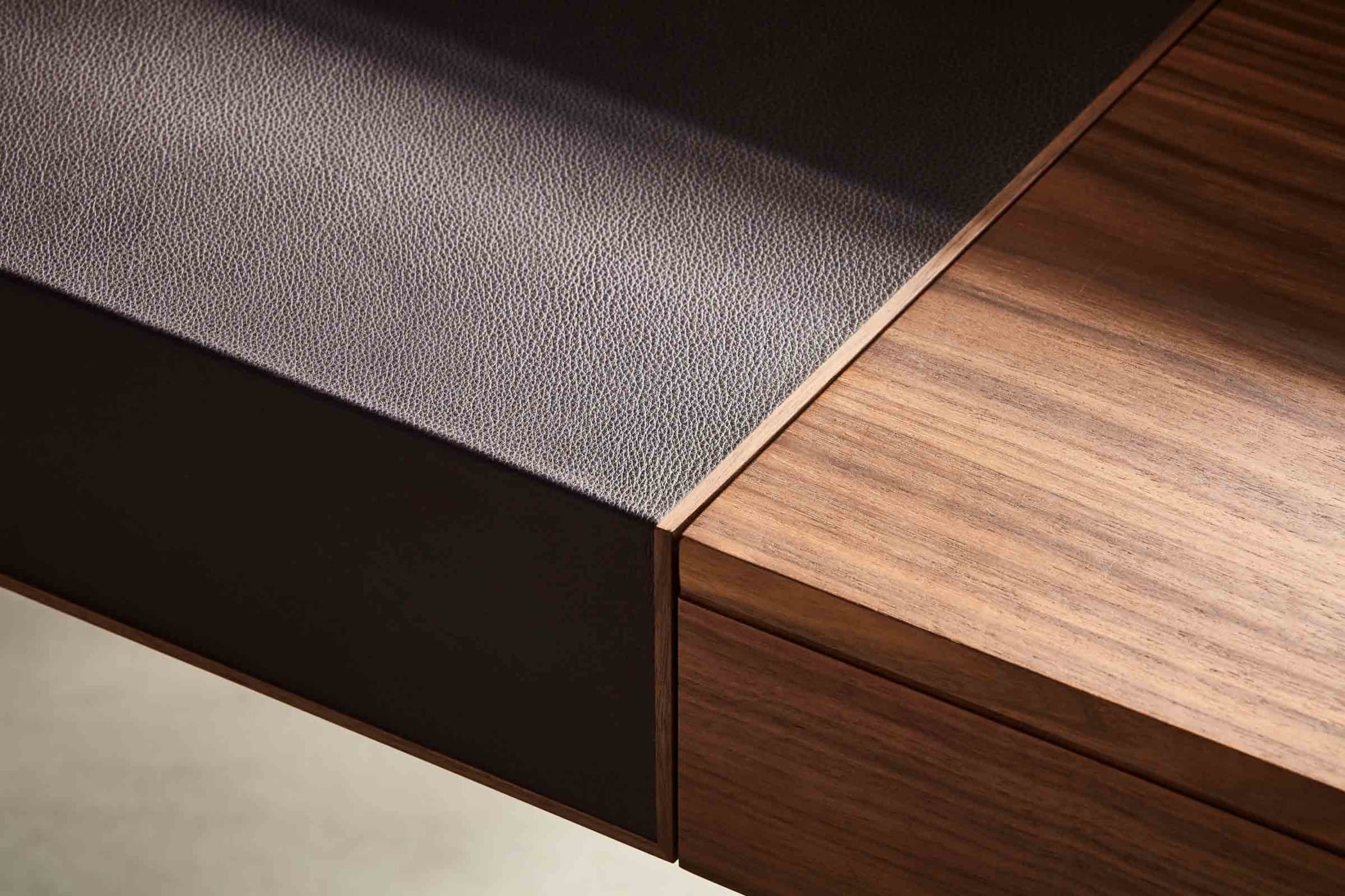 walnut writing desk with leather inlay