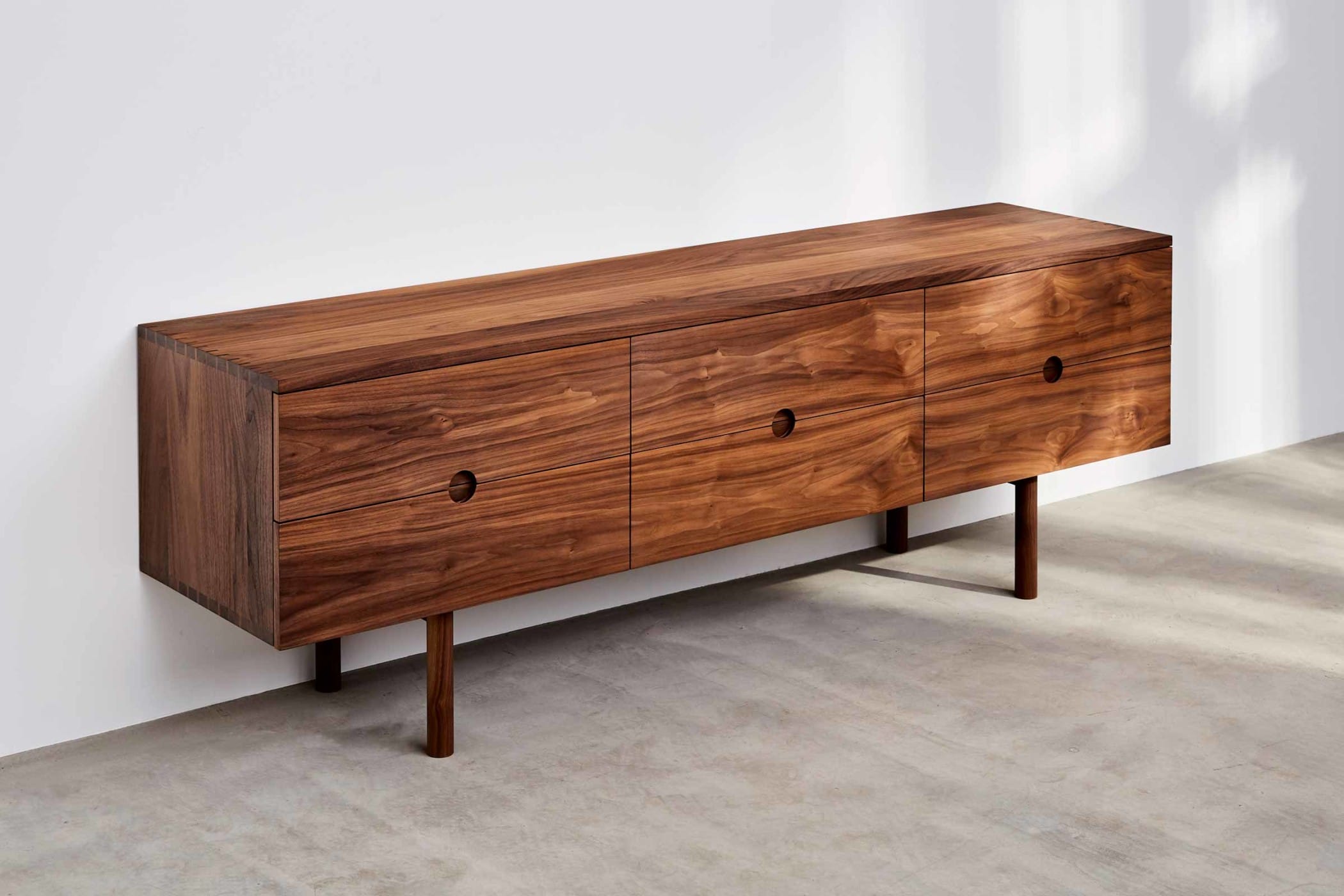 six drawer sideboard made from walnut