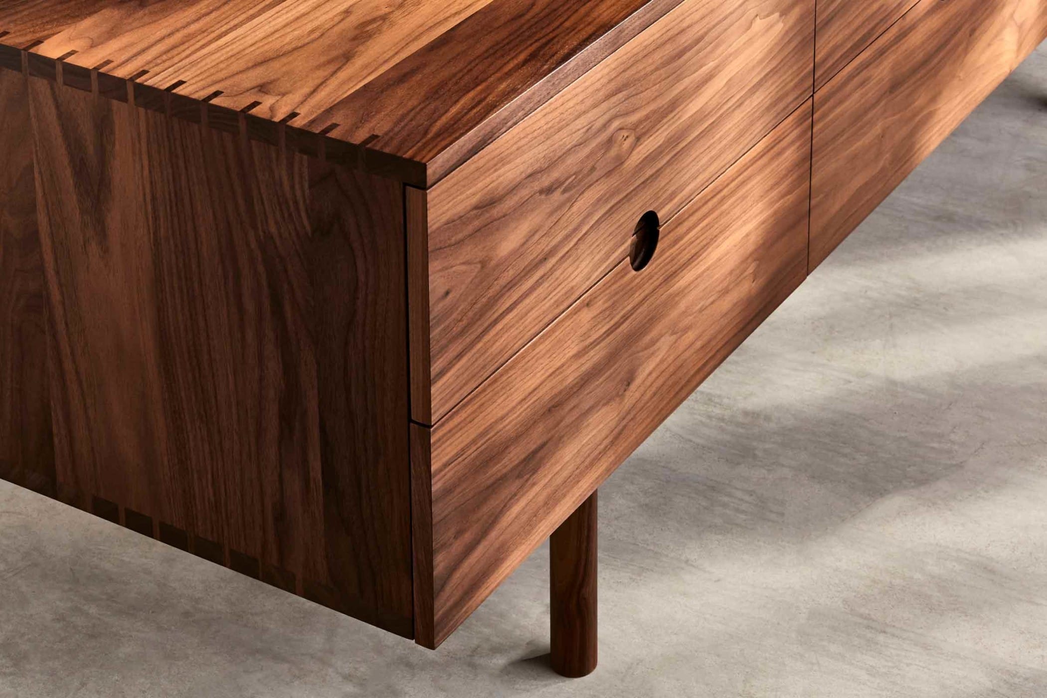 six drawer sideboard made from walnut