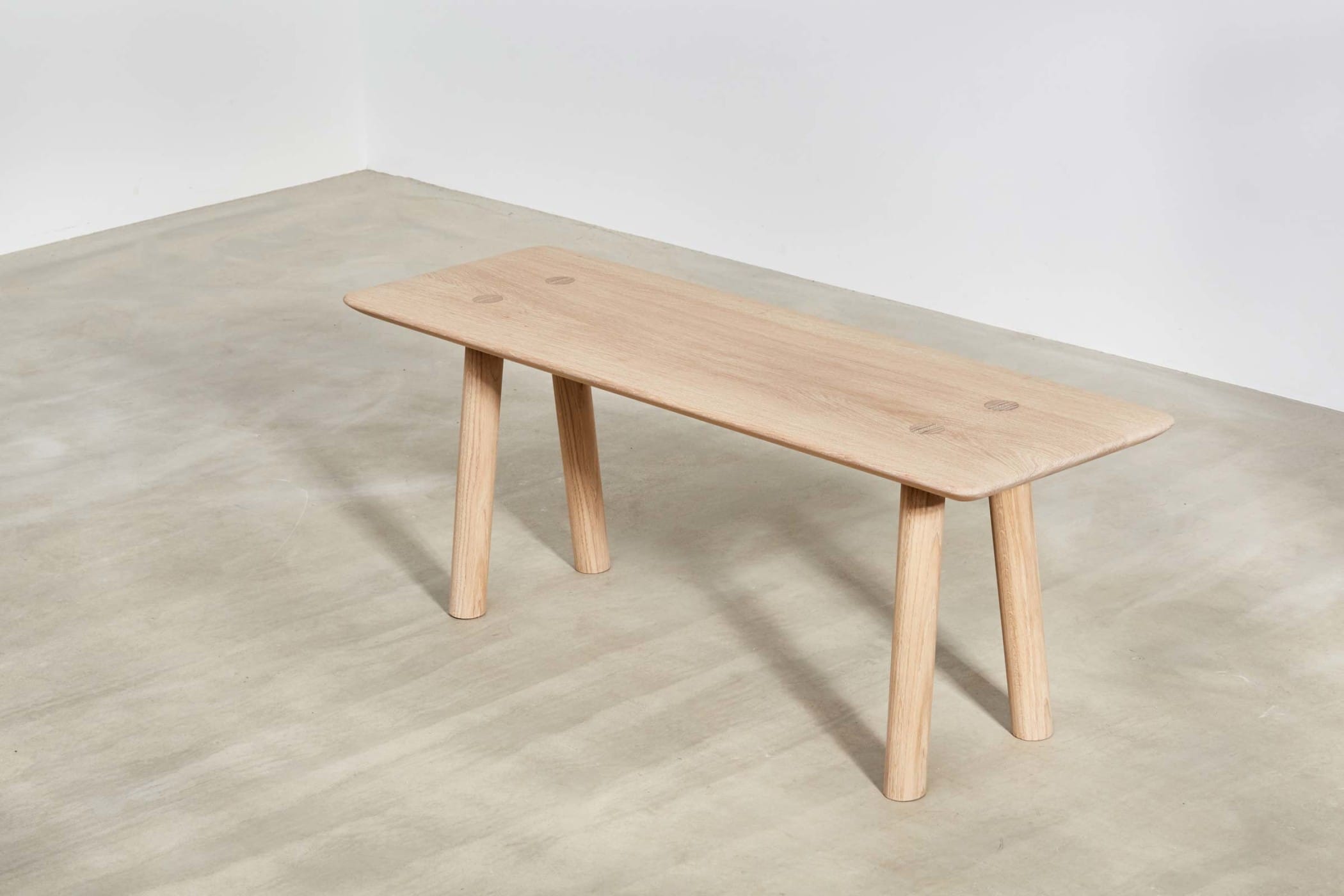 modern looking short oak bench