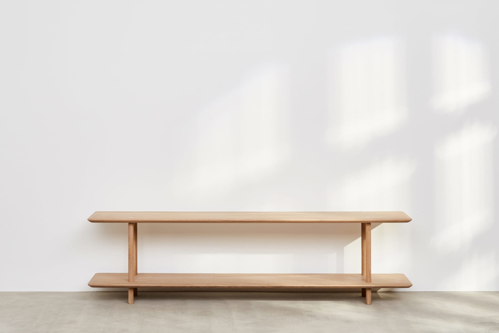 oak low shelving with two shelves