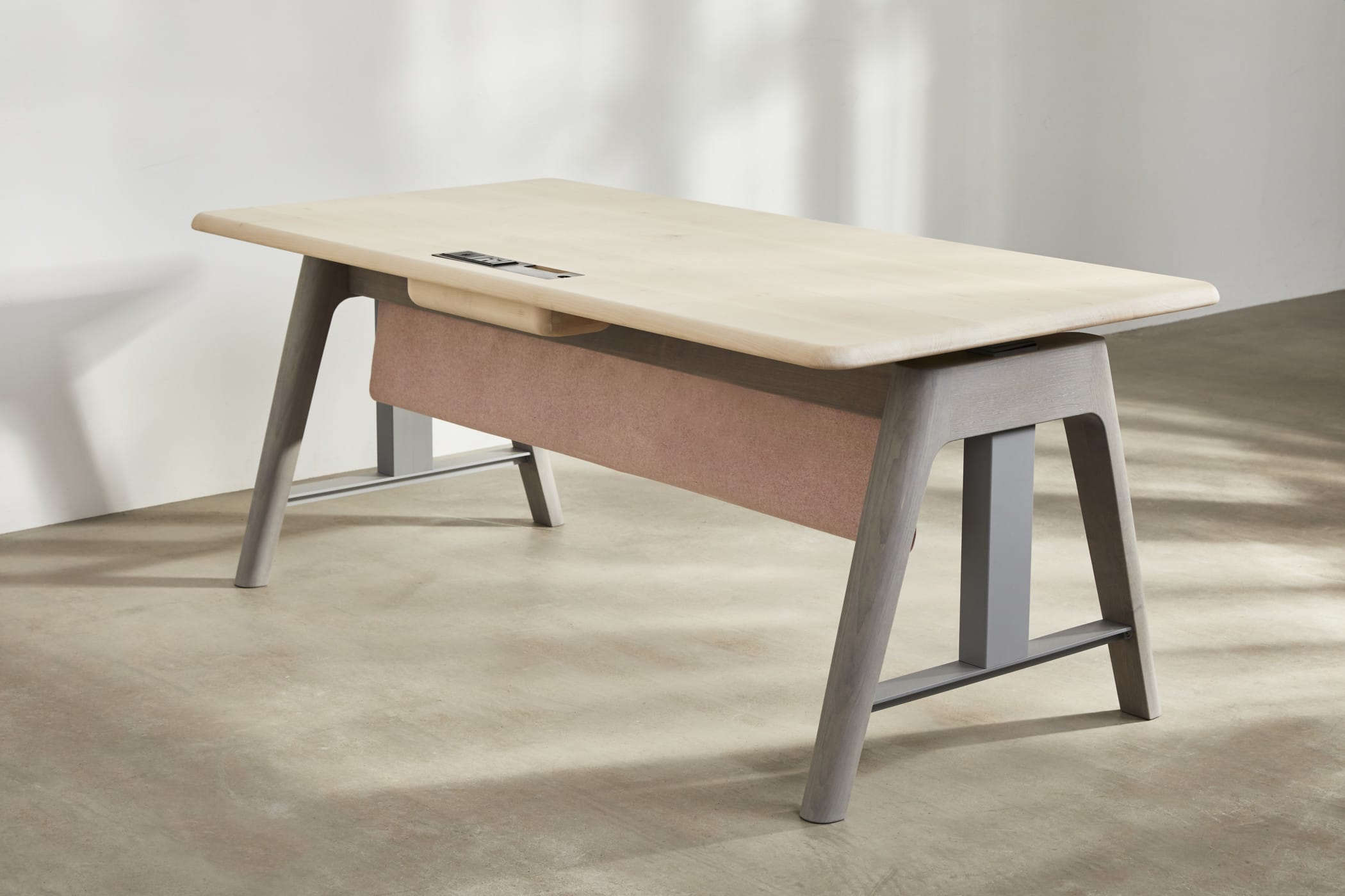 light sycamore and grey ash desk
