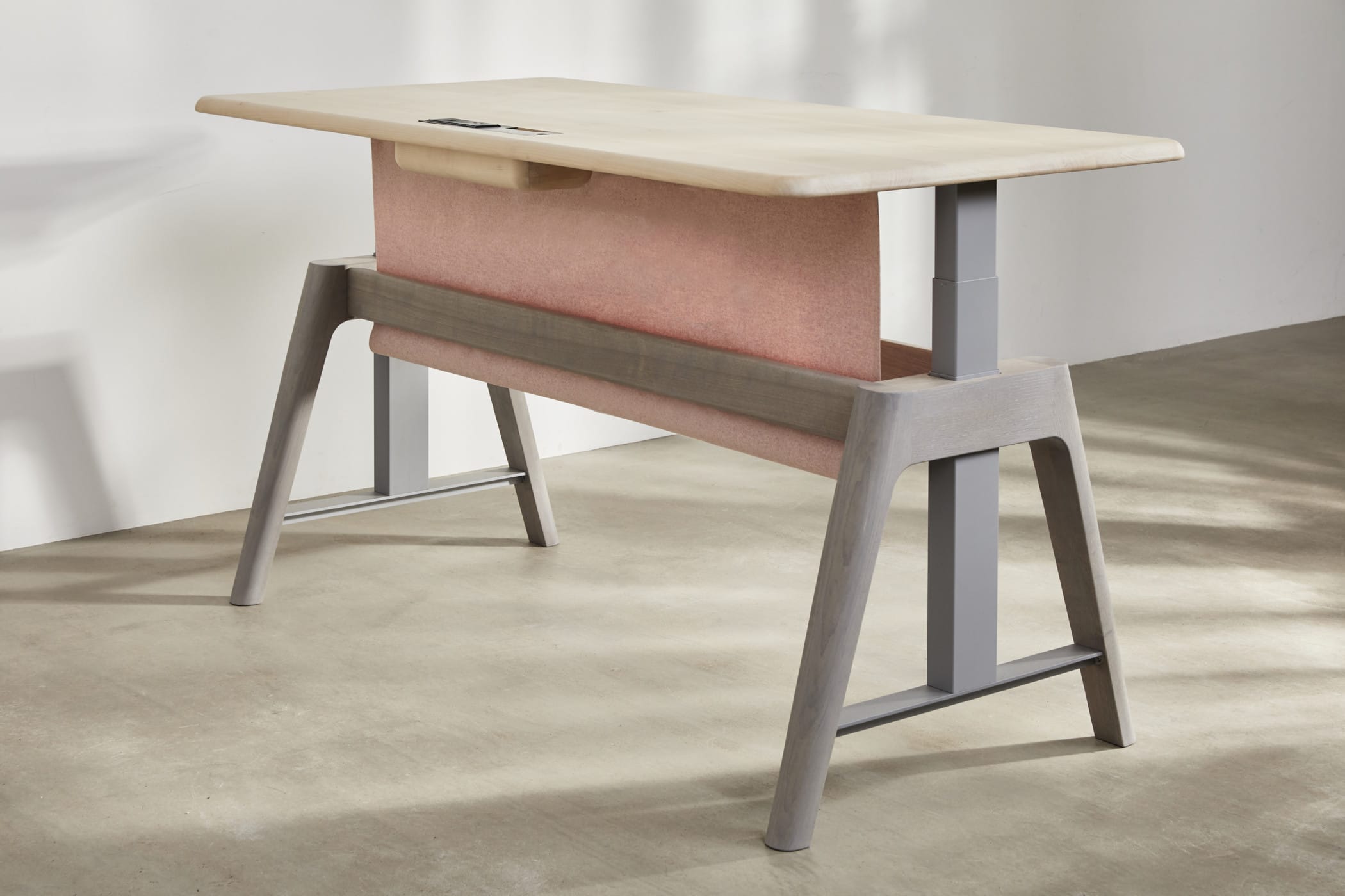 light sycamore and grey ash desk