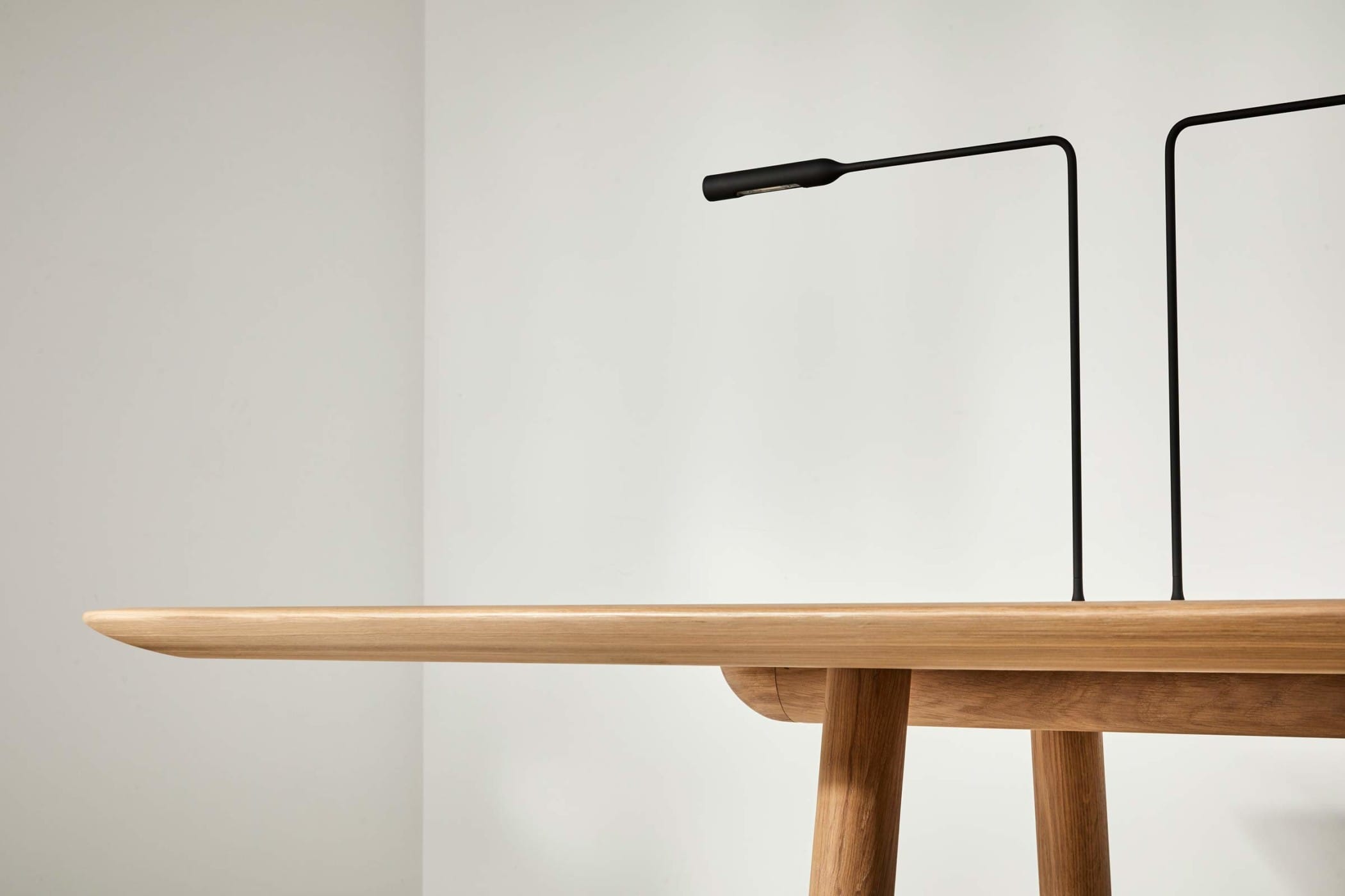 large oak meeting table with built in lights