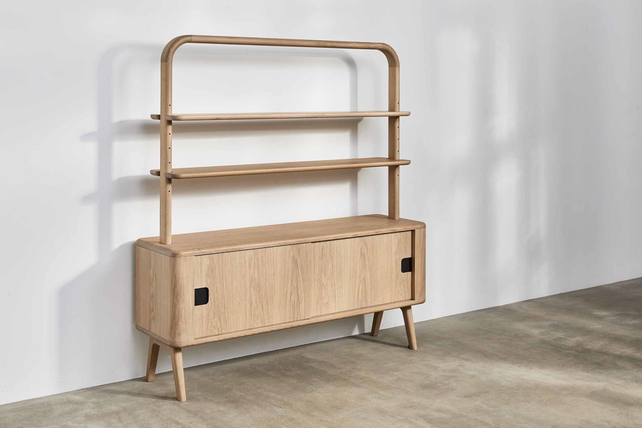 oak credenza with shelves