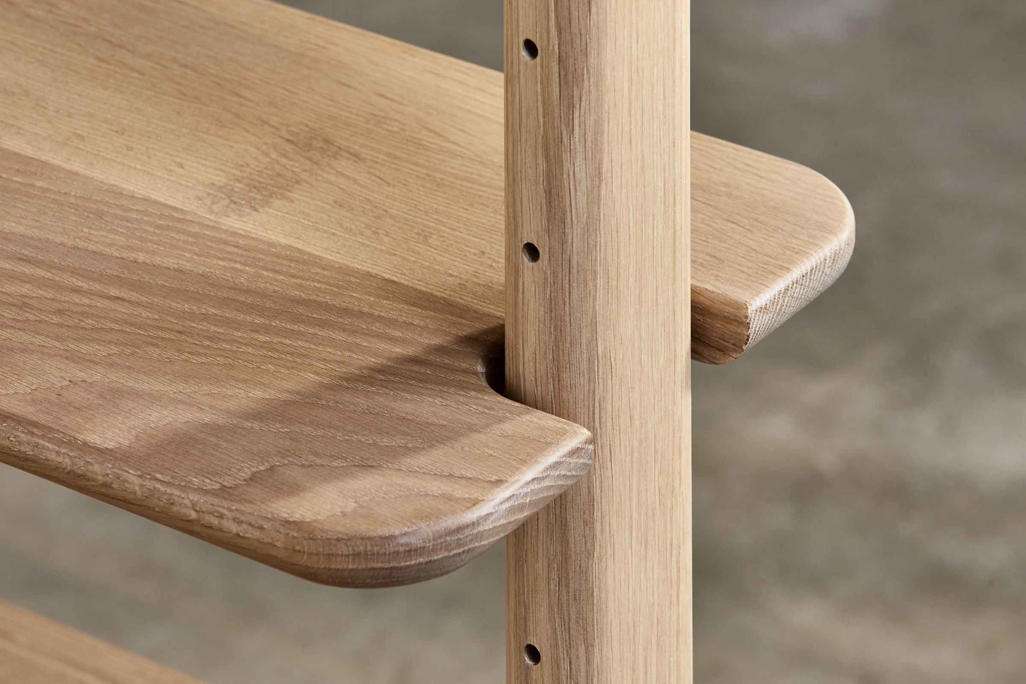 close up of oak shelf