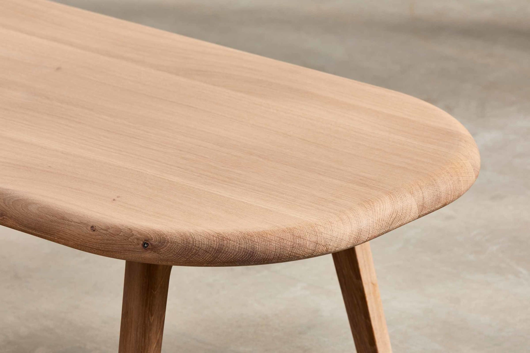 close up of oak coffee table