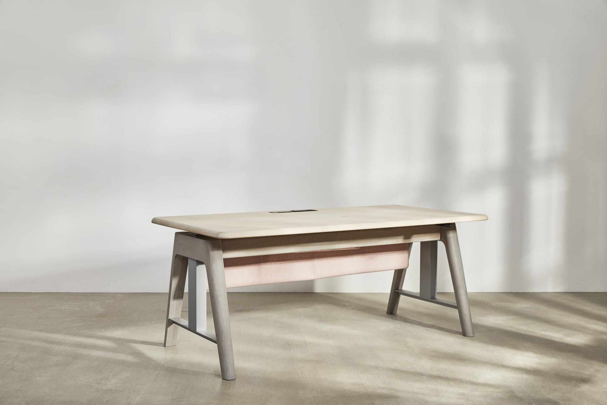 light sycamore and grey ash desk
